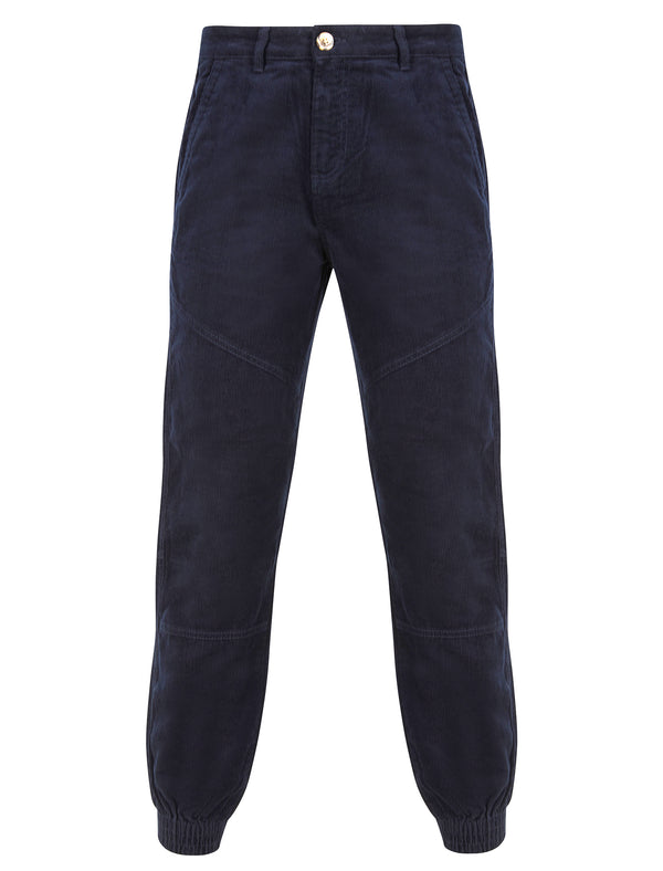 Baku Cotton Corduroy Elastic Cuffed Trousers in Sky Captain Navy - Tokyo Laundry