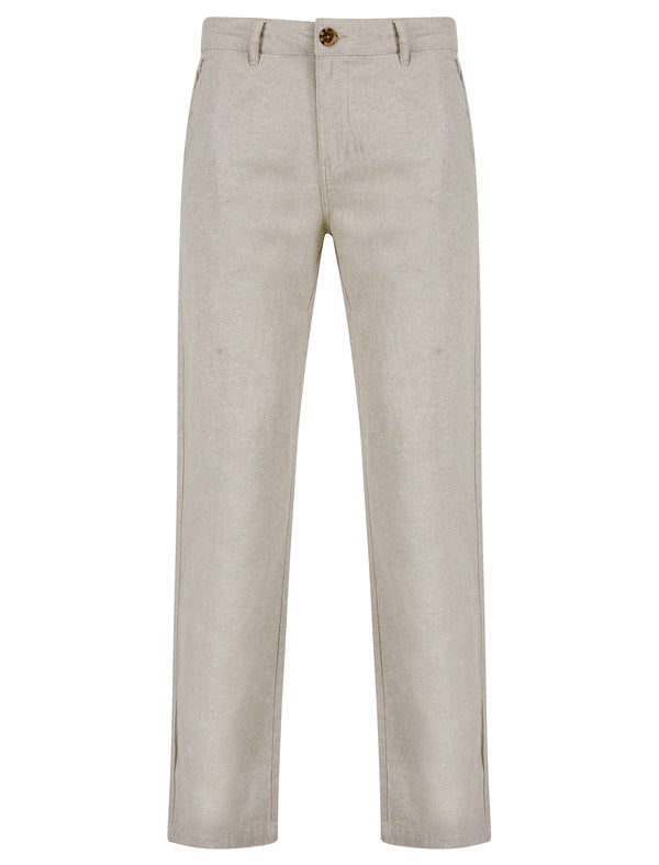 Maulua Cotton Linen Straight Leg Trousers in Nomad Sand - Tokyo Laundry