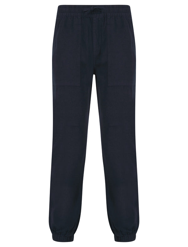 Fira Cotton Linen Comfort Fit Elasticated Waist Trousers in Sky Captain Navy - Tokyo Laundry