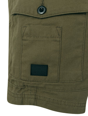 Pucon Cotton Twill Cargo Shorts with Belt in Burnt Olive - Dissident