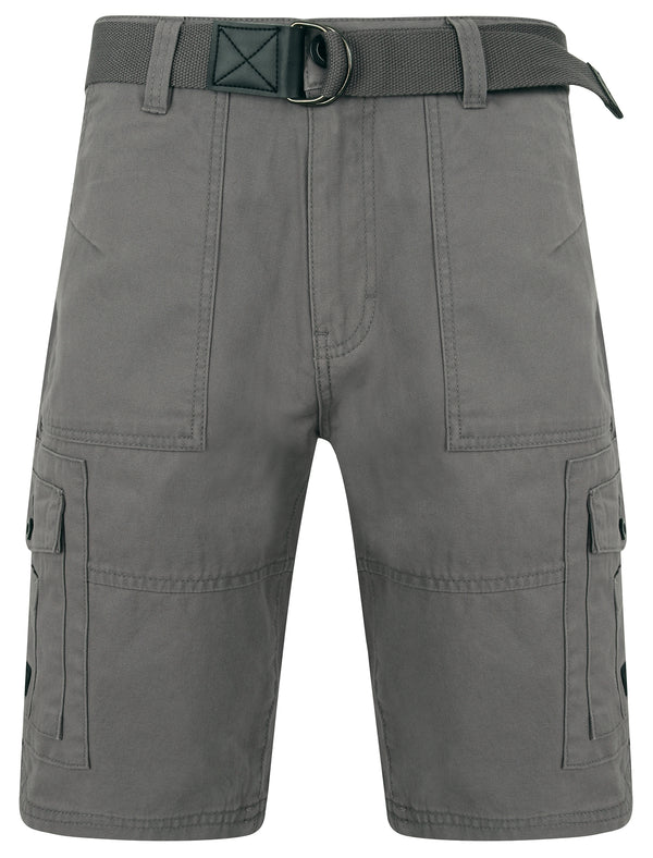 Pucon Cotton Twill Cargo Shorts with Belt in Graphite Grey - Dissident