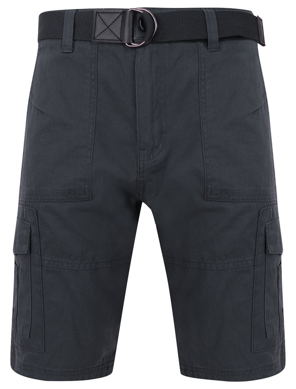 Pucon Cotton Twill Cargo Shorts with Belt in Slate Blue - Dissident