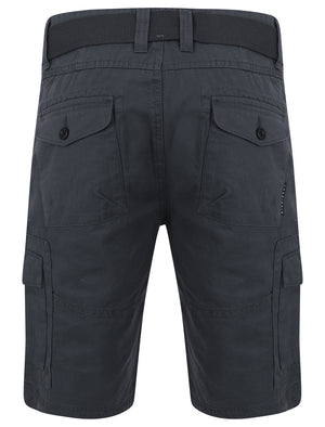 Pucon Cotton Twill Cargo Shorts with Belt in Slate Blue - Dissident