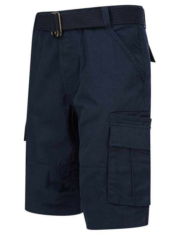 Africa Ripstop Cotton Cargo Shorts with Belt In Sky Captain Navy - Tokyo Laundry
