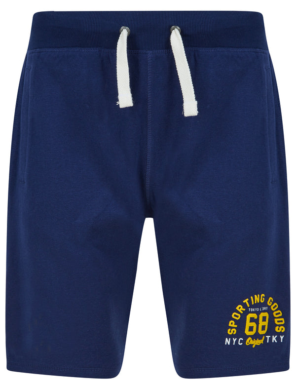 Sporting Goods Brushback Fleece Jogger Shorts in Medieval Blue - Tokyo Laundry