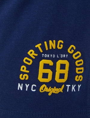 Sporting Goods Brushback Fleece Jogger Shorts in Medieval Blue - Tokyo Laundry