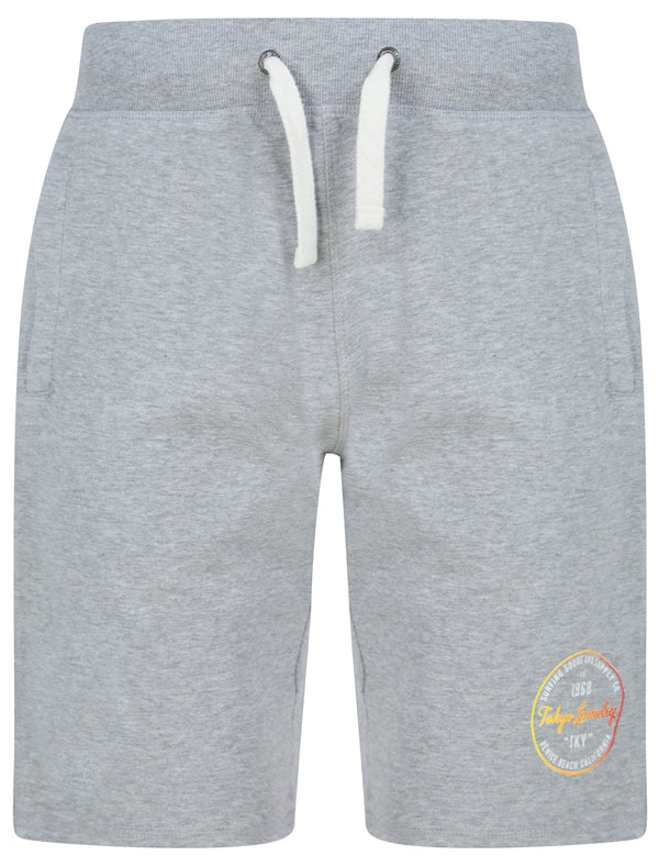 Rainbow Surf Brushback Fleece Jogger Shorts in Light Grey Marl - Tokyo Laundry