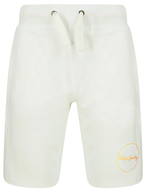 Rainbow Surf Brushback Fleece Jogger Shorts in Snow White - Tokyo Laundry