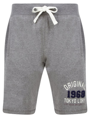 OG Tokyo Motif Brushback Fleece Jogger Shorts in Mid Grey Marl - Tokyo Laundry
