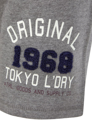 OG Tokyo Motif Brushback Fleece Jogger Shorts in Mid Grey Marl - Tokyo Laundry