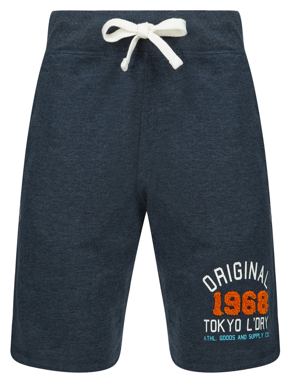 OG Tokyo Motif Brushback Fleece Jogger Shorts in Sky Captain Navy Marl - Tokyo Laundry