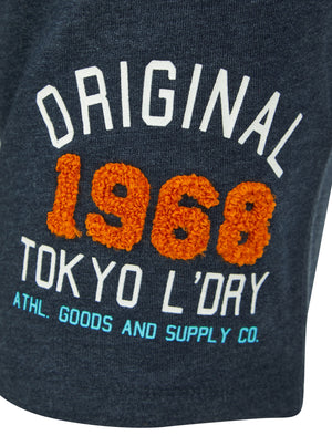 OG Tokyo Motif Brushback Fleece Jogger Shorts in Sky Captain Navy Marl - Tokyo Laundry