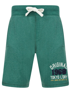 OG Tokyo Motif Brushback Fleece Jogger Shorts in Spruce Green Marl - Tokyo Laundry