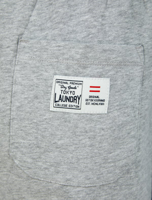 Raggo Brushback Fleece Jogger Shorts with Contrast Panels in Light Grey Marl  - Tokyo Laundry