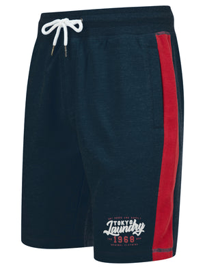 Raggo Brushback Fleece Jogger Shorts with Contrast Panels in Sky Captain Navy  - Tokyo Laundry