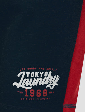 Raggo Brushback Fleece Jogger Shorts with Contrast Panels in Sky Captain Navy  - Tokyo Laundry