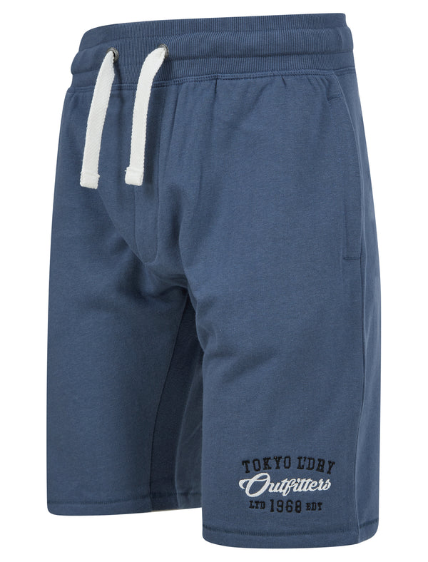 Moored Multi-Pocket Brushback Fleece Jogger Shorts in Vintage Indigo - Tokyo Laundry