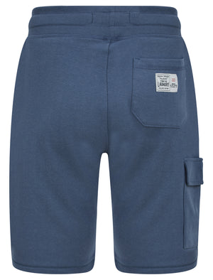 Moored Multi-Pocket Brushback Fleece Jogger Shorts in Vintage Indigo - Tokyo Laundry