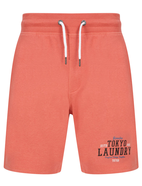 Dischord Motif Brushback Fleece Jogger Shorts in Faded Peach - Tokyo Laundry