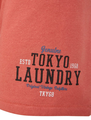 Dischord Motif Brushback Fleece Jogger Shorts in Faded Peach - Tokyo Laundry