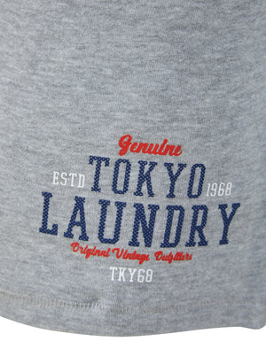 Dischord Motif Brushback Fleece Jogger Shorts in Light Grey Marl - Tokyo Laundry