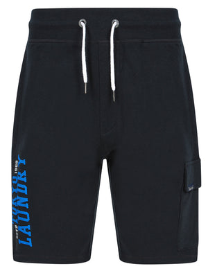 Siding Multi-Pocket Brushback Fleece Jogger Shorts in Jet Black - Tokyo Laundry