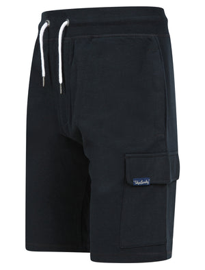 Siding Multi-Pocket Brushback Fleece Jogger Shorts in Jet Black - Tokyo Laundry