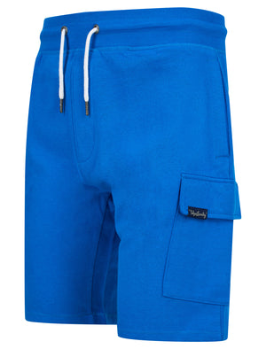 Siding Multi-Pocket Brushback Fleece Jogger Shorts in Jet Blue - Tokyo Laundry