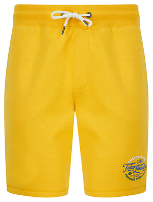Bluesy Motif Brushback Fleece Jogger Shorts in Mimosa Yellow - Tokyo Laundry