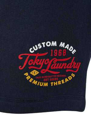 Bluesy Motif Brushback Fleece Jogger Shorts in Sky Captain Navy - Tokyo Laundry