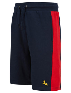 Sulina Brushback Fleece Jogger Shorts with Contrast Panels in Chinese Red - Kensington Eastside