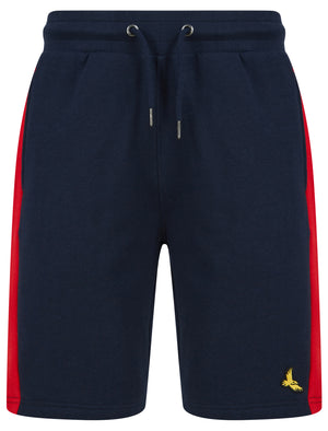 Sulina Brushback Fleece Jogger Shorts with Contrast Panels in Chinese Red - Kensington Eastside