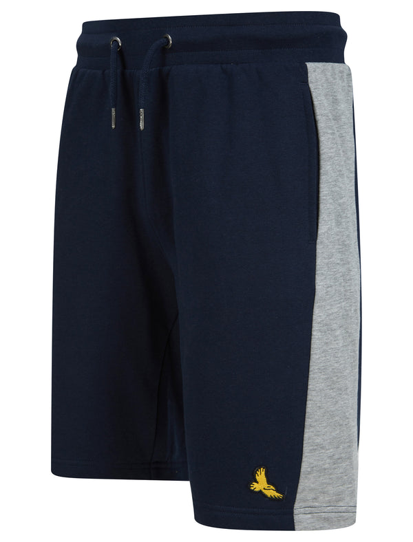 Sulina Brushback Fleece Jogger Shorts with Contrast Panels in Light Grey Marl - Kensington Eastside