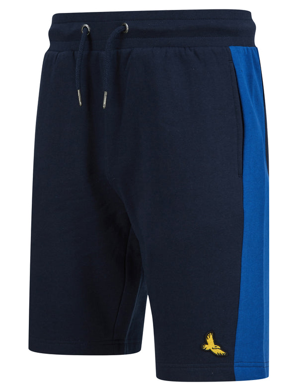 Sulina Brushback Fleece Jogger Shorts with Contrast Panels in Limoges Blue - Kensington Eastside