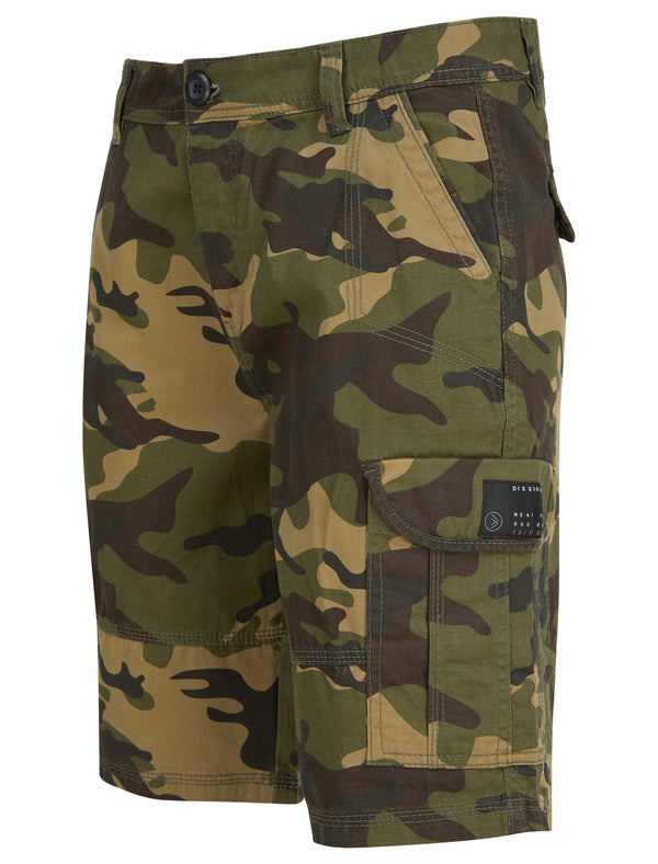Danson Multi-Pocket Stretch Cotton Twill Cargo Shorts in Camo Print - Dissident