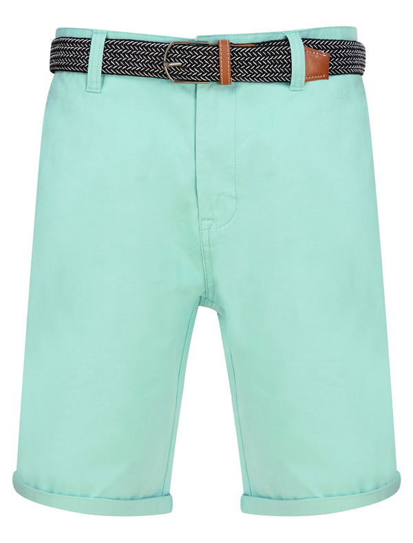 Sheringham Cotton Twill Chino Shorts With Woven Belt in Mint - Tokyo Laundry