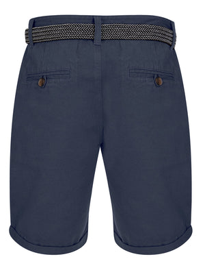 Dexter Cotton Twill Chino Shorts With Woven Belt in Powder Blue - Tokyo Laundry