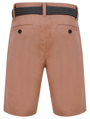 Gustavo Cotton Twill Chino Shorts with Woven Belt in Dusty Pink - Tokyo Laundry