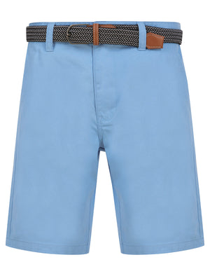 Gustavo Cotton Twill Chino Shorts with Woven Belt in Frozen Fjord - Tokyo Laundry