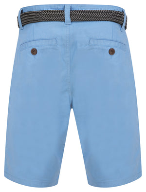 Gustavo Cotton Twill Chino Shorts with Woven Belt in Frozen Fjord - Tokyo Laundry