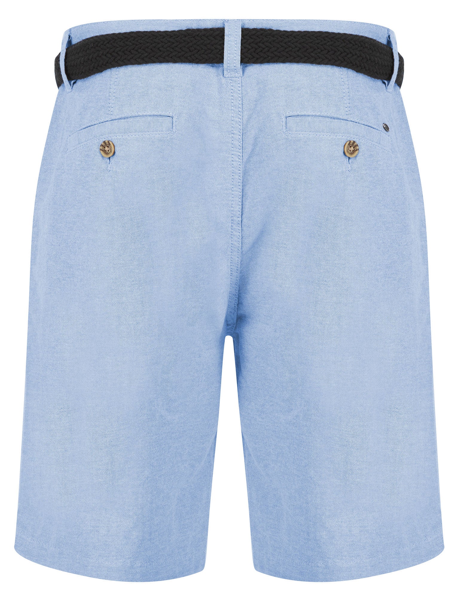 Armando Cotton Chino Shorts with Woven Belt in Blue Oxford