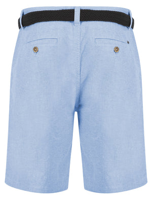 Armando Cotton Chino Shorts with Woven Belt in Blue Oxford - Tokyo Laundry