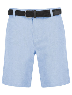 Kamdi Cotton Chino Shorts with Woven Belt in Blue Oxford - Tokyo Laundry