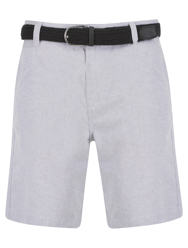 Armando Cotton Chino Shorts with Woven Belt in Grey Oxford - Tokyo Laundry