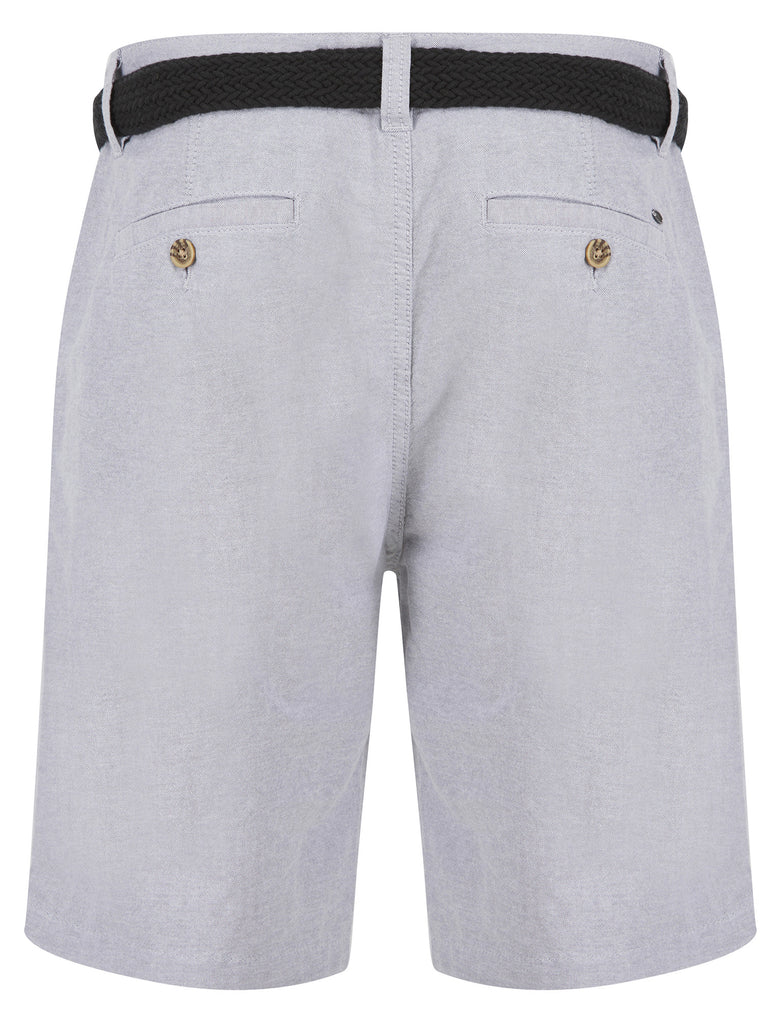 Armando Cotton Chino Shorts with Woven Belt in Grey Oxford - Tokyo Lau ...