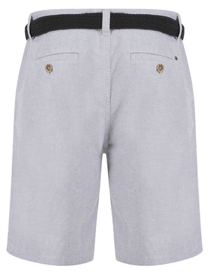 Armando Cotton Chino Shorts with Woven Belt in Grey Oxford - Tokyo Laundry