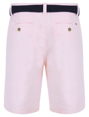 Armando Cotton Chino Shorts with Woven Belt in Pink Oxford - Tokyo Laundry