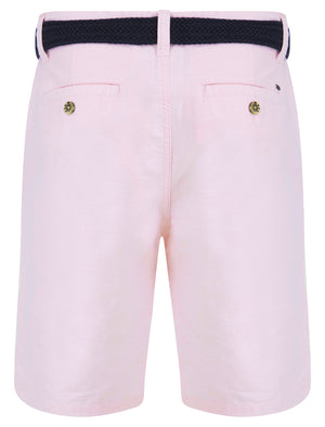 Kamdi Cotton Chino Shorts with Woven Belt in Pink Oxford - Tokyo Laundry