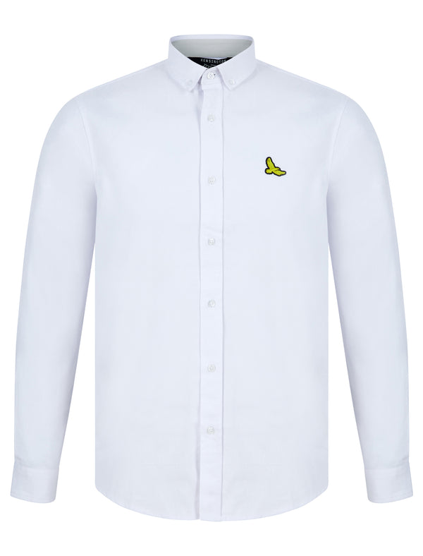 Ashbourne Cotton Twill Long Sleeve Shirt in Bright White - Kensington Eastside