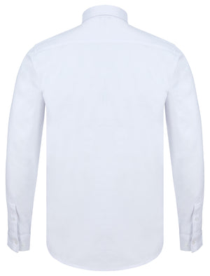 Ashbourne Cotton Twill Long Sleeve Shirt in Bright White - Kensington Eastside